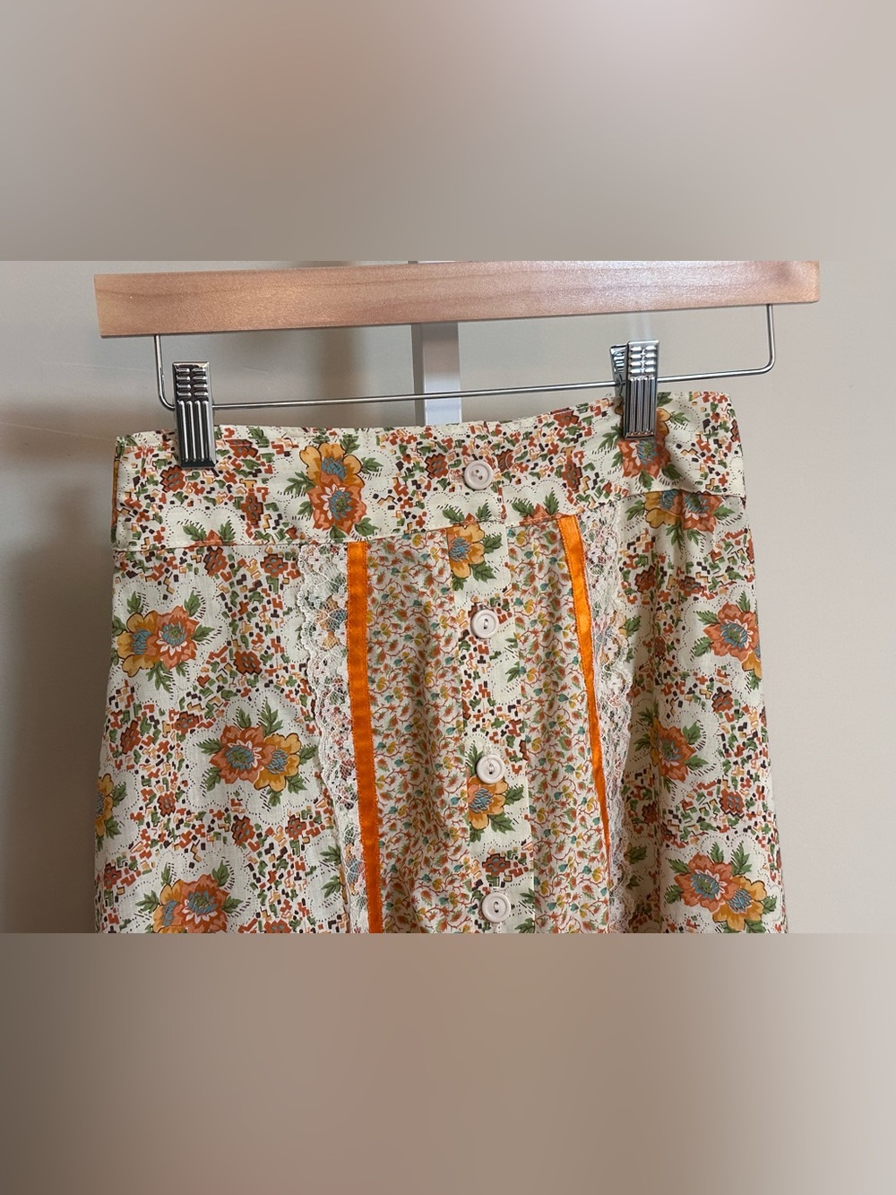 Vintage 70s Floral Prairie Maxi Skirt XS 24 Waist Cottagecore Boho - Picture 8 of 8